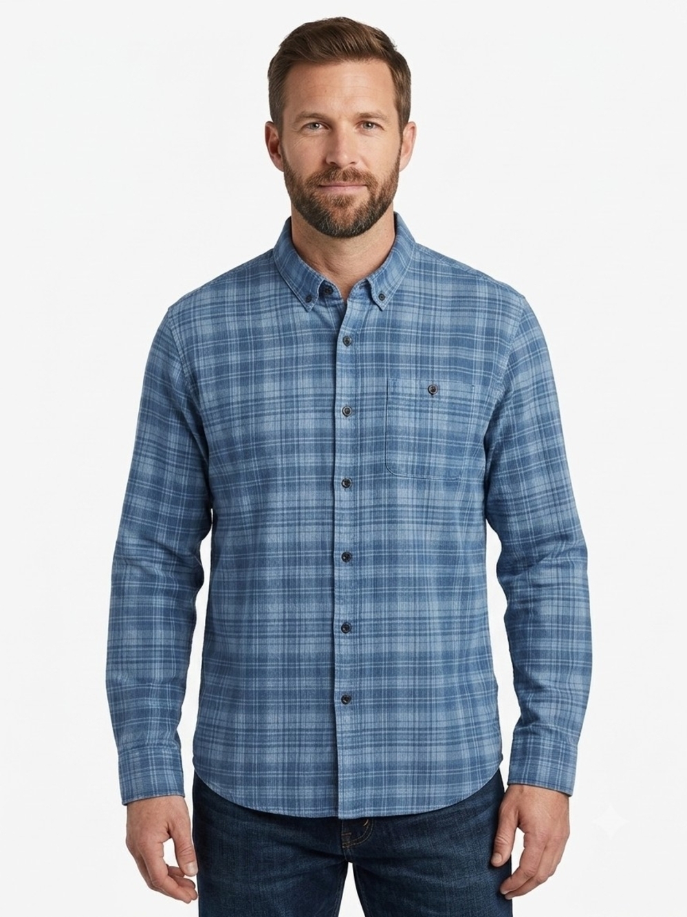 Copper & Oak Legacy Line 100%  Cotton Men's Blue Long-Sleeve Button-Down Shirt